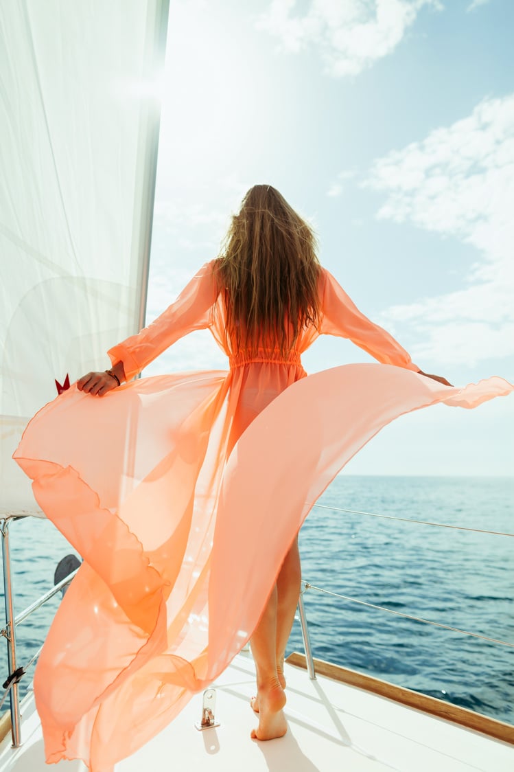 Sexy Woman in Swimwear on a Yacht 